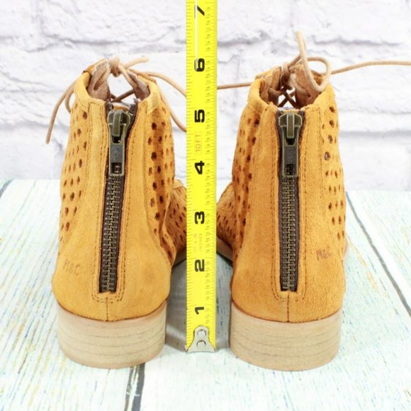 Musse & Cloud Aiden Orange Leather Back Zip Perforated Peep Toe Sandals Size 9 - Picture 6 of 9